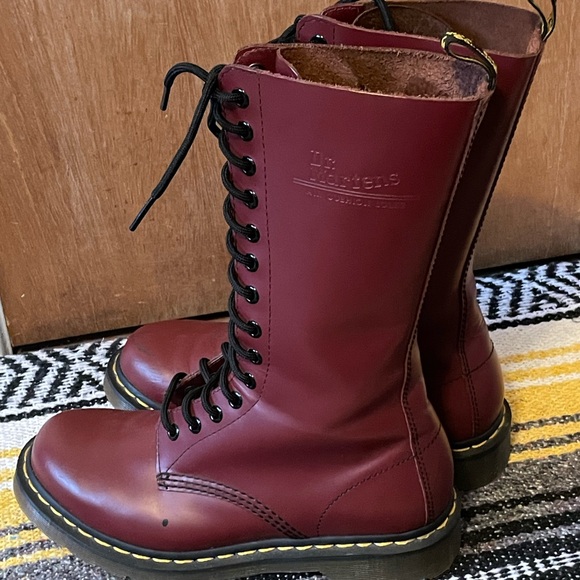 Dr. Martens Burgundy Lace Up Boots - Picture 4 of 14